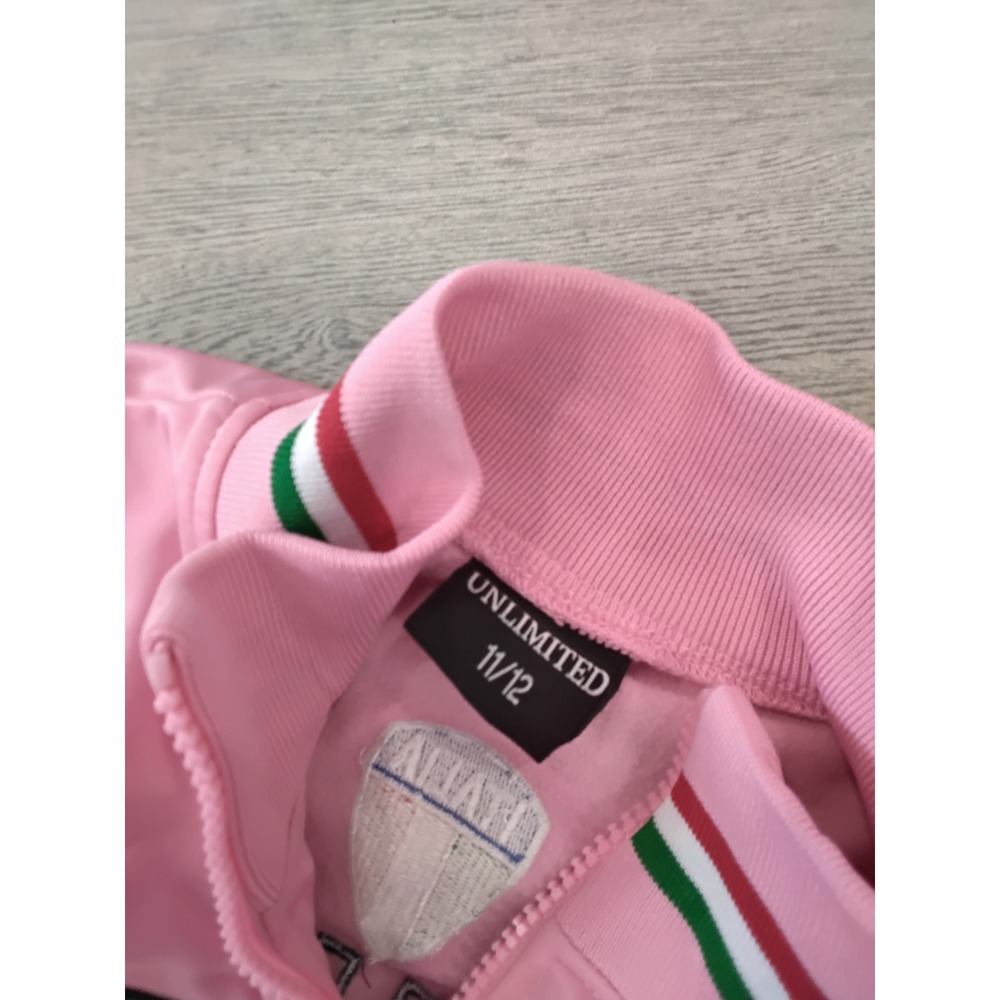 Unlimited Italia Kids Pink Track Jacket Soccer Italy Full Zip Size 11/12 - Picture 2 of 6